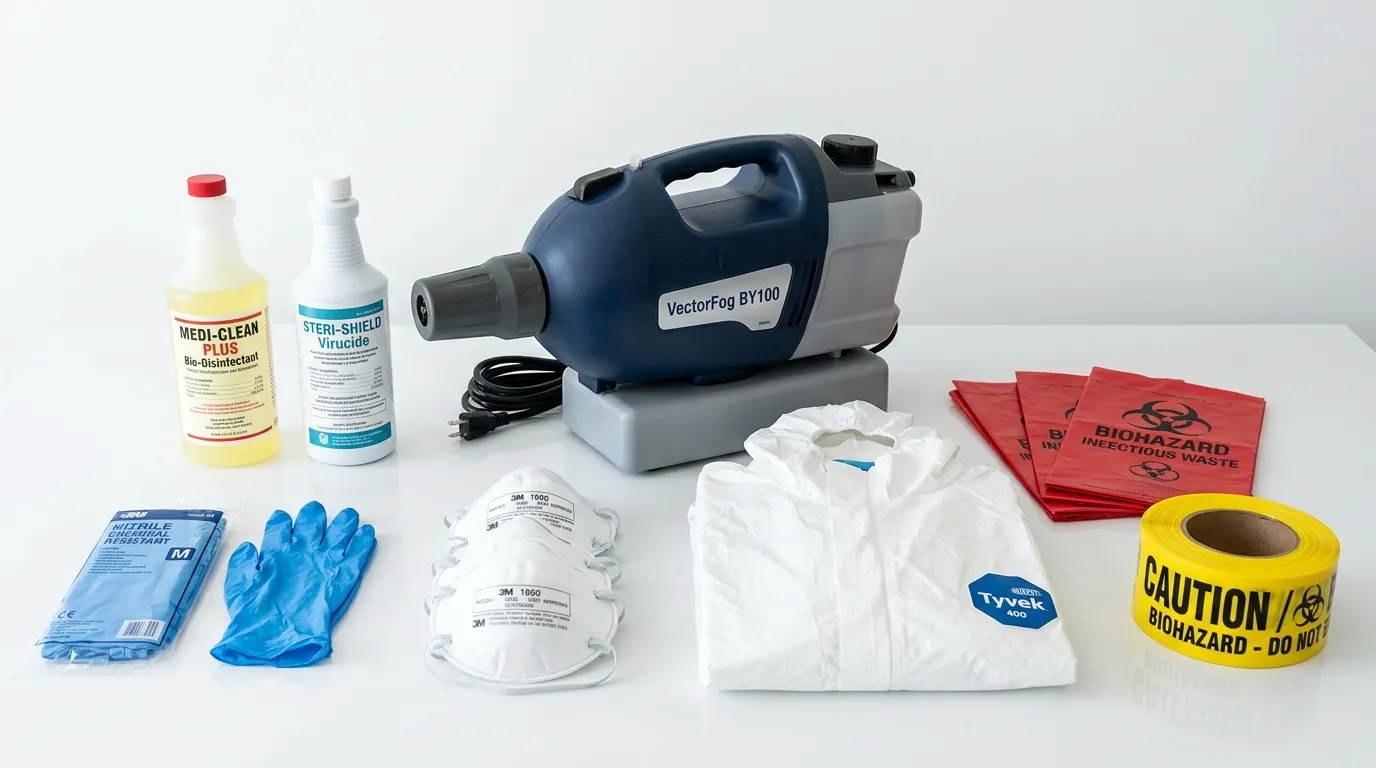 Professional biohazard remediation crew working in Mims