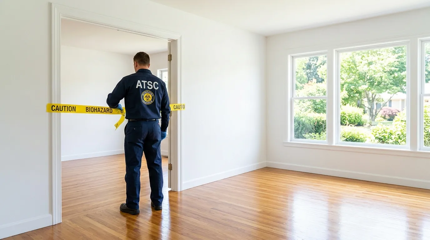 Certified biohazard cleanup crew performing Decomposition Cleanup in Mims